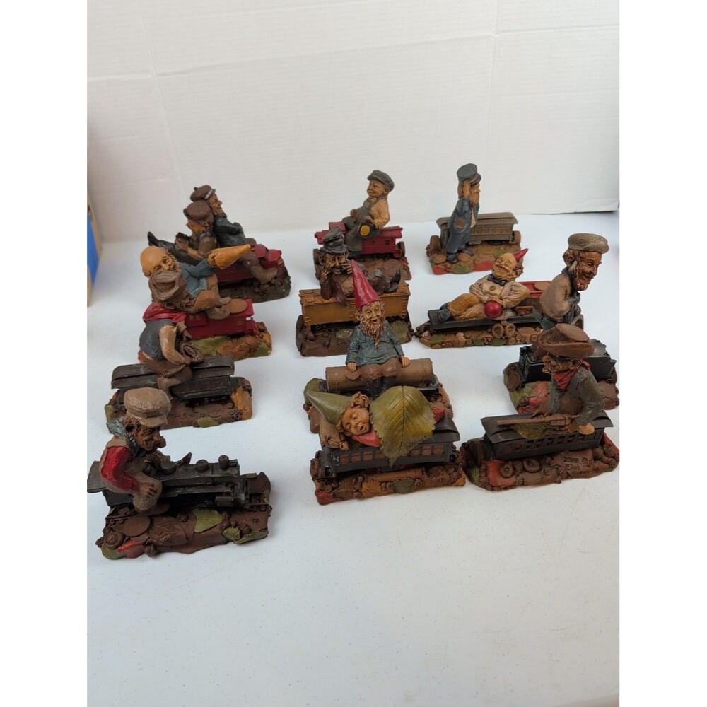 Lot of 12 Vintage Tom Clark Gnome Figurines Train Railroad Signed Cottagecore